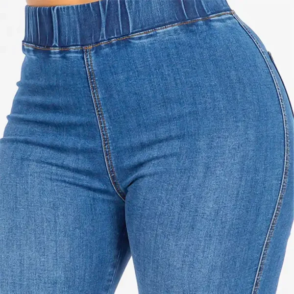 Blue High Waist Curvy Bell Bottom Jeans Pants - Image 6