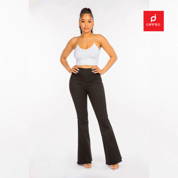 Black High Waist Curvy Bell Bottom Jeans Pants