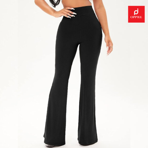 Off-White Rib Knit Flare high waist Casual Pants - Image 6