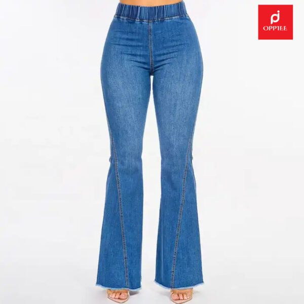 Blue High Waist Curvy Bell Bottom Jeans Pants - Image 3