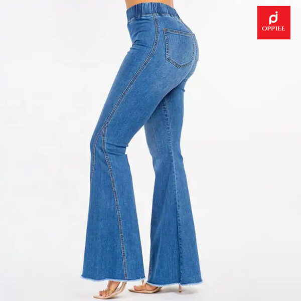 Blue High Waist Curvy Bell Bottom Jeans Pants - Image 4