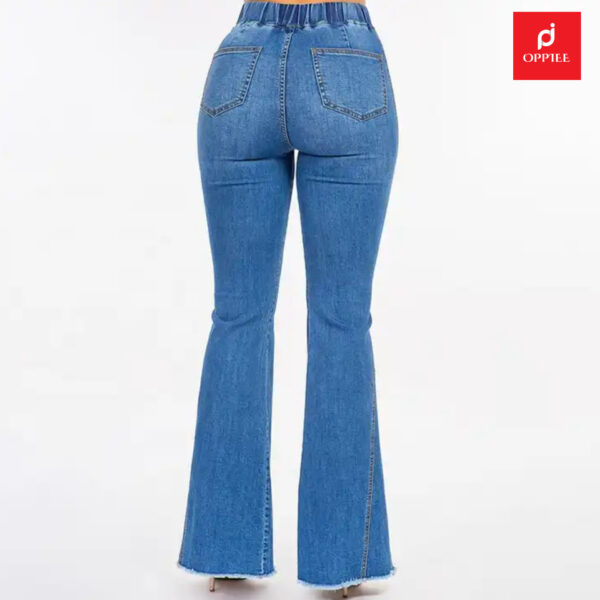 Blue High Waist Curvy Bell Bottom Jeans Pants - Image 5